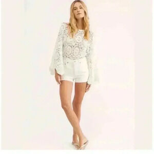 NWOT Free People Desert Daze Boho Bodysuit Crochet | White | SZ XS